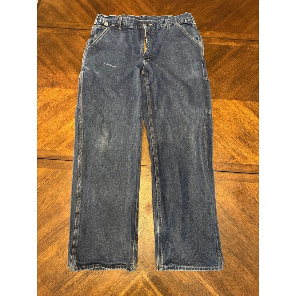 Carhartt FRB15 401 Flame Resistant Carpenter Jeans Mens 36x32 Blue Cotton |S1
